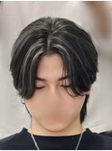 韓国へアカルマパーマワックスなしセンターパート黒髪ウルフ