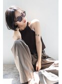 フェザーショート姫カットレイヤーとラベンダーミルクティー