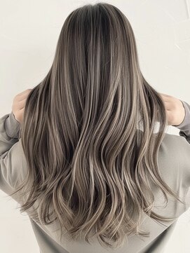 ネックス 表参道本店(nex) デザインカラーレイヤーカットウェットヘアオリーブベージュ白髪