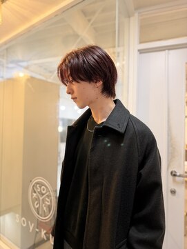 メンズカット バイ ソイクフ(メンズカット by SOY-KUFU) 20代30代40代◎大人かっこいいミディアムウルフボルドーカラー