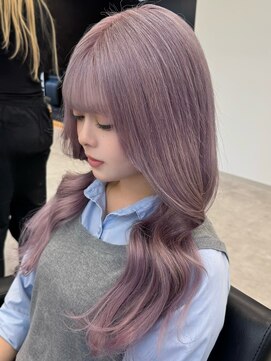 ラピステン 福岡天神 大名店(Lapis) ホワイトラベンダー/ブリーチ2回/エクステロング/顔周りカット