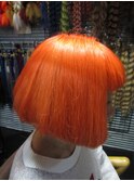 オレンジワンレングスボブ