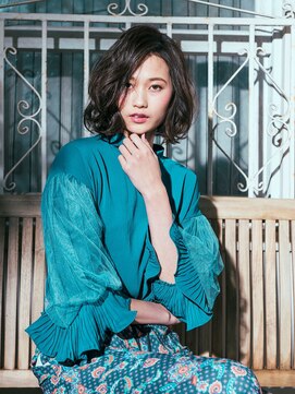 カバーヘアアンドスパ ブリス 浦和(COVER HAIR&SPA bliss) 透明感ダークアッシュかきあげ前髪こなれボブパーマtk3浦和