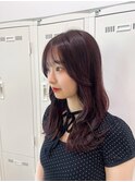 カシスブラウン 韓国レイヤー くびれヘア 艶髪カラー 平塚