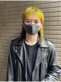 パンク/ビビッドイエロー/派手髪/デザインカラー/ウルフ