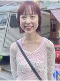 毛利/切りっぱなし ミニボブ 外はね 暖色カラー ピンク オレンジ