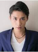 オールバックでクールに!七三アッシュブラックショートS北浦和