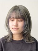 【別府 ランガリ】オリーブカラー/ウルフカット/インナーカラー