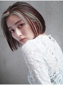 イヤリングカラー　ボブ　大人かわいい　フェザーバング