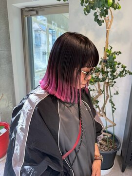 ヲタク(wotaku.) 裾カラーエンドカラールーツカラーアンブレラカラー外はねボブ