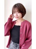 ＊前髪あり耳掛け丸みくびれショートボブ20代30代40代50代60代*