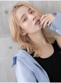 #59/イメチェン/ホワイトブロンド/外ハネボブ/ワイドバング/仙台