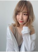 小顔前下がり外ハネボブアッシュベージュ☆