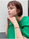 mowen 南堀江 ボブ×ピンクブラウン×艶髪×セミウェット