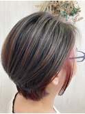 レイヤーショートショートボブ耳かけショートシースルーマッシュ