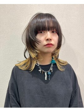 リラス 博多(rilas) フルインナー ウルフ レイヤー ブリーチ ダブルカラー