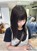 暗髪カラーダークグレー黒髪髪質改善ぱっつん前髪レイヤーカット