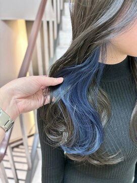 アロマ 仙台店(AROMA) イヤリングカラー/ブルー/部分ブリーチ/大人可愛い/仙台