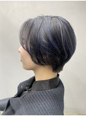 ネイビーブルーハイライト　ショート
