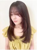 ロングレイヤー/顔まわりカット/透明感/ブラウン