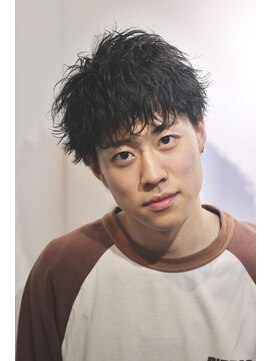 メゾン(Maison) フェザーパーマフェザーショートブルーブラックダウンバング