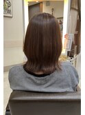 青森 八戸 ミディアム×縮毛矯正×オレンジブラウン 30代 40代 