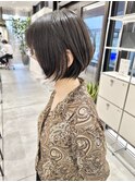 耳かけ前下がりショートボブ 時短ヘア