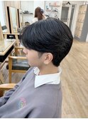 韓国センターパート×黒髪ツーブロック[メンズ]