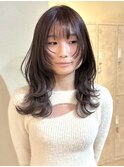 ラベンダー アッシュグレー 顔周りレイヤー ハイトーン