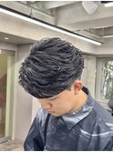 センターパートリバースパーマ