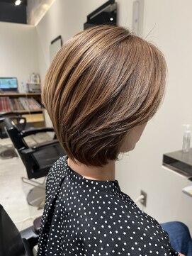 フリック 京都河原町店(FLICK) ★30代40代50代/ナチュラルボブ/前髪あり/ショートボブ/ベージュ