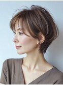 大人ショート 白髪ぼかし 脱白髪染め ハイライト40代50代60代