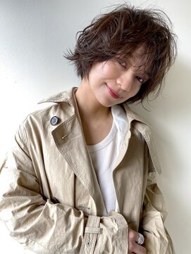 ミラバイグリーン(Mira by green) 外ハネボブ×毛先パーマ【アッシュブラウン】