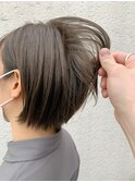 ショートボブ ケアブリーチ オリーブベージュ 透明感カラー 小顔