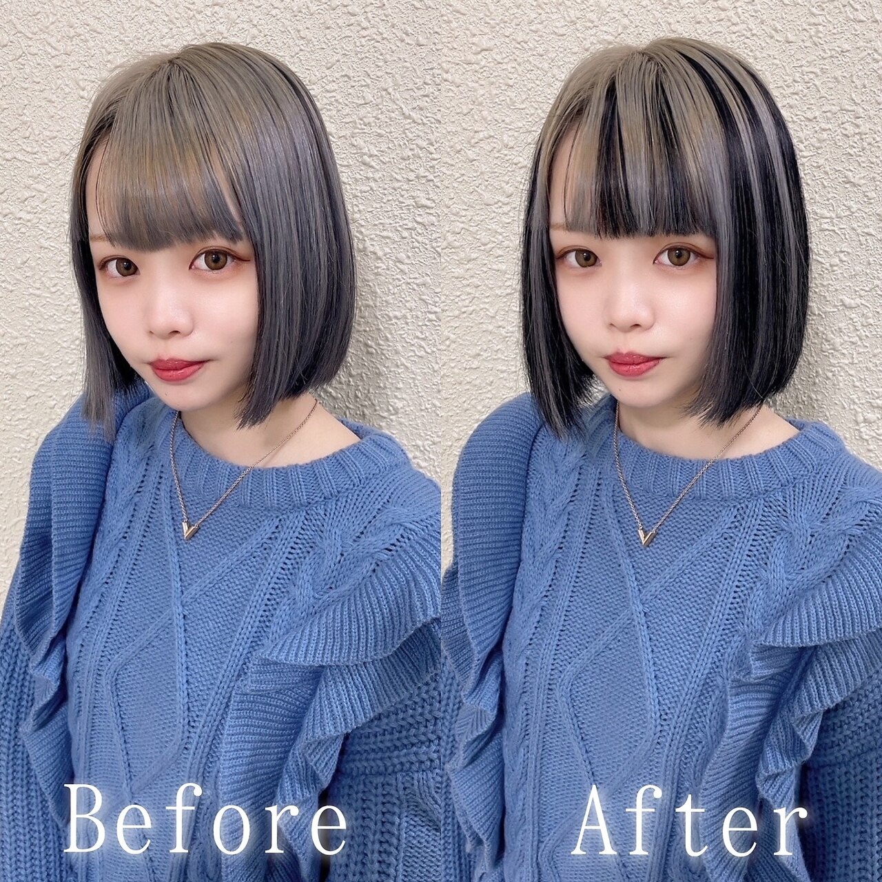 シルバーアッシュブラック#シールエクステ#ツートンカラー#水戸
