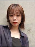 ミディアムレイヤーカットボブウルフ/10代20代/インナーカラー