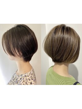 白髪ぼかしハイライトで立体感を演出◎白髪を活かしたデザインカラーであなたらしさを引き出す―。