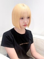 ベレーザ 渋谷(BELEZA)&nbsp;9607ブロンド金髪ベージュハイトーンカラー韓国切りっぱなしボブ