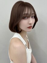イメチェン外ハネボブ美髪ワイドバングミディアム縮毛矯正ボブ