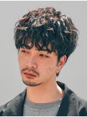 横浜西口シャドウパーマメンズマッシュウルフカット波巻きパーマ