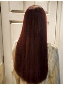 レッドブラウン/ストレートロング/ツヤ感ヘア