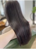 30代40代◎冬の暗髪ラベンダーブラウンカラー×小顔効果