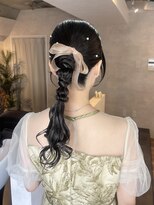 サンルーム(SUN room) 大人可愛いゆるふわリボンパール編み下ろしポニー
