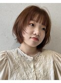ブリーチなしオレンジブラウン♪顔まわりカット