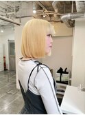 抜きっぱ/ブロンド/切りっぱなしボブ/ハイトーン/ダブルカラー