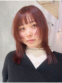 ベビーピンク美髪グレージュカラーくびレイヤー_ba492121