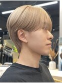 メンズブリーチカラーシースルーマッシュ韓国風センターパート