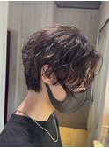 縦落ちウルフパーマ/ウザバング/波ウェーブツイストパーマメンズ