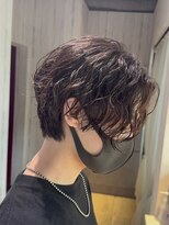縦落ちウルフパーマ/ウザバング/波ウェーブツイストパーマメンズ