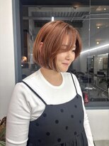 アペロ 柏(Apero)&nbsp;切りっぱなしボブ/オレンジブラウン/暖色カラー/ミニボブ/韓国